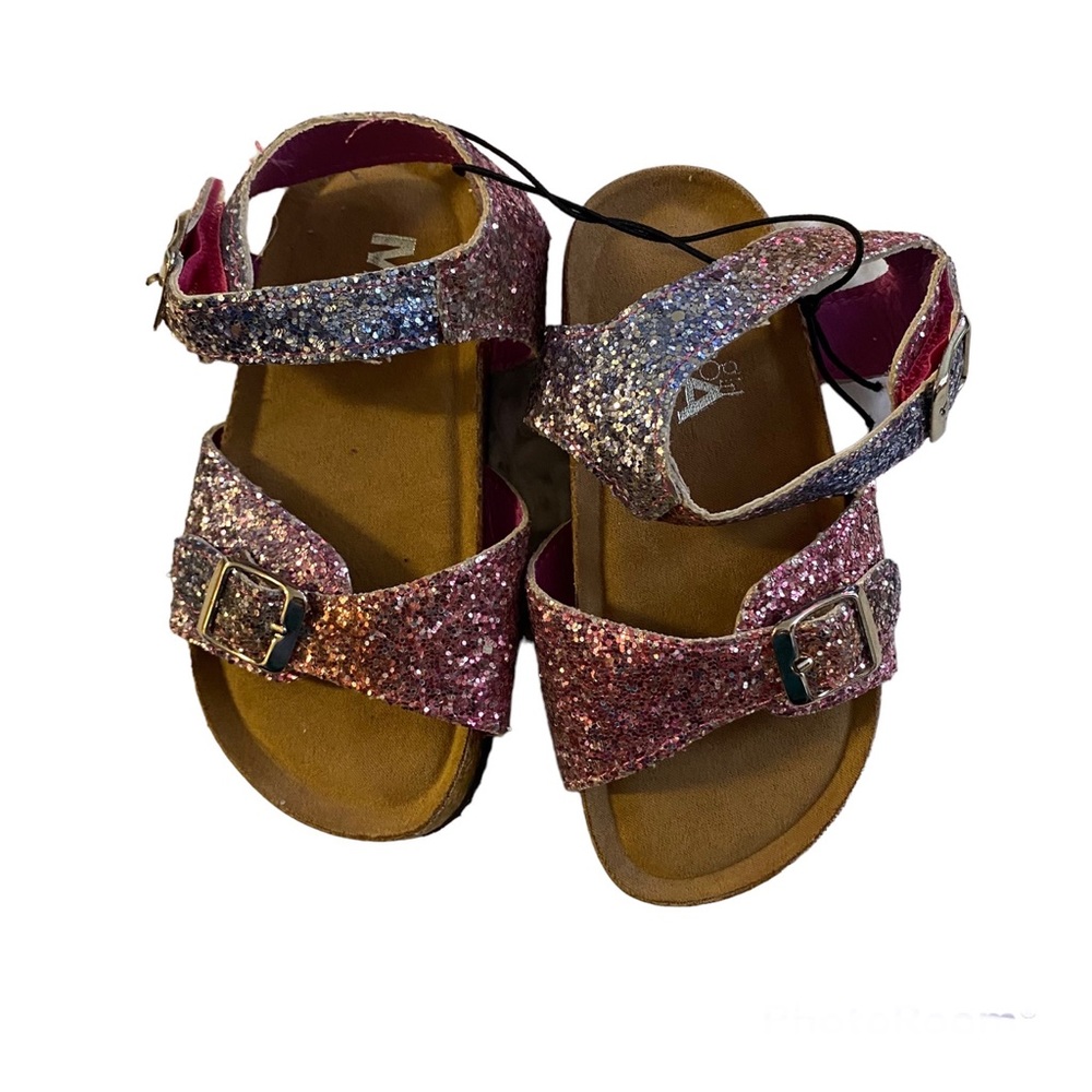 Toddler Mia Girls Glitter Sandals Lil Jayse Size 7 M Brand New Pink Silver